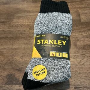 Stanley Cushioned Boot Socks (4-Pair) ~ Black Grey | Men's: 10-13 NWT